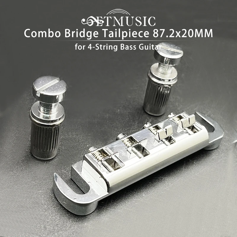 

Combo Bridge Tailpiece for 4-String Bass Guitar 87.2x20MM String Space 15MM Bass Parts Chrome