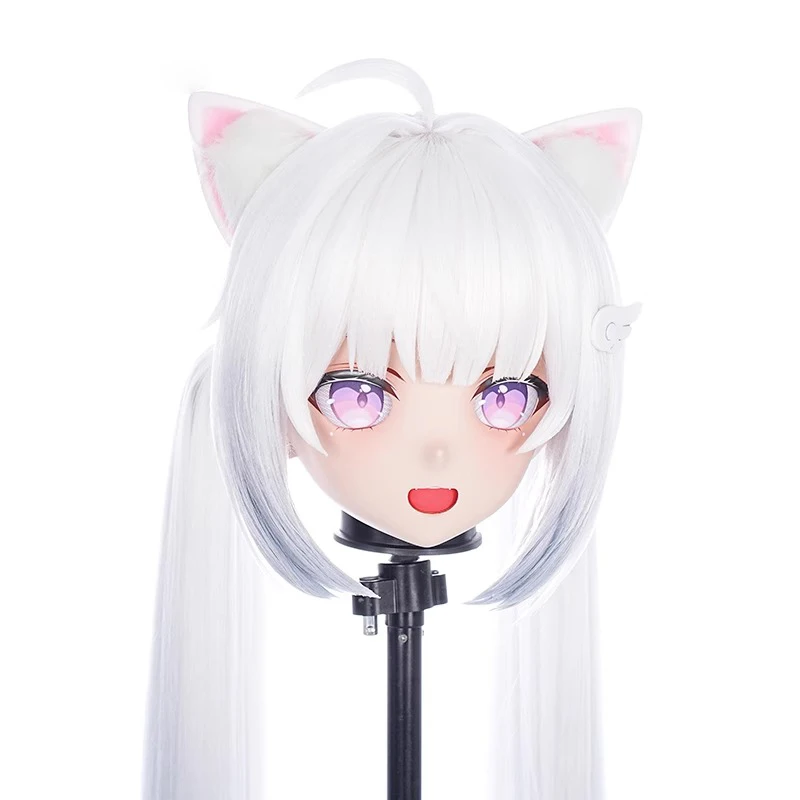 Personaje personalizado hecho a mano travesti mujer/niña resina cabeza completa con cerradura Anime Cosplay japonés Animego Kigurumi máscaras