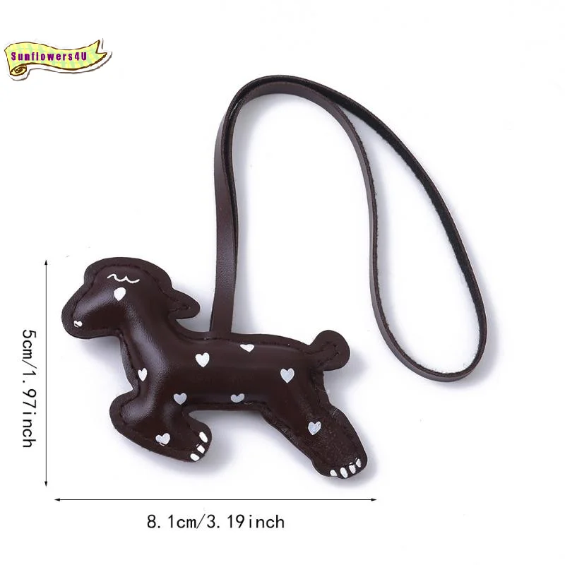 Sheep Shape PU Leather Bag Charm Heart Print Soft Stuffed Keychain Lovely Purse Accessory for Teen Girls Backpack