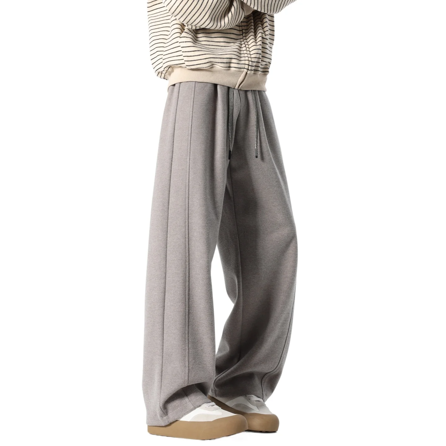 

Мужские модные длинные брюки на флисовой подкладке для любого сезона - свободные прямые повседневные джоггеры (доступны с термоизоляцией)