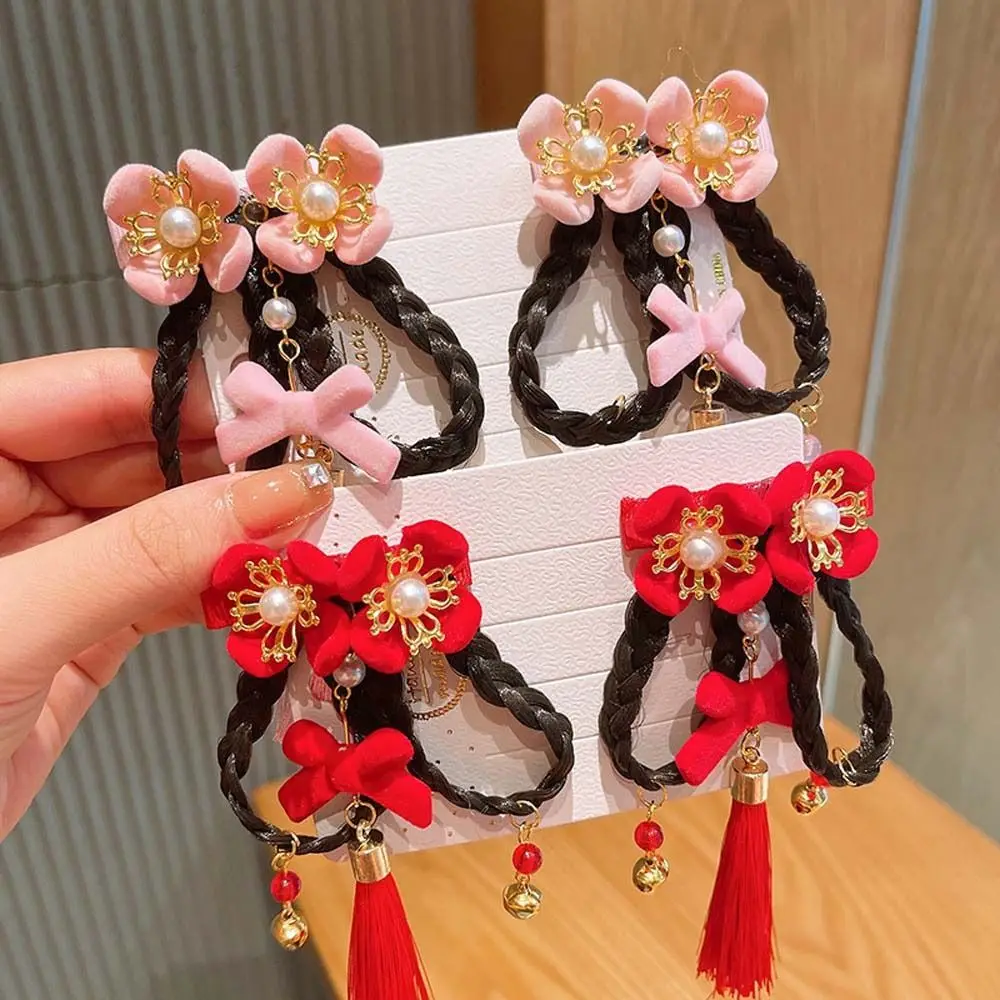 

Barrettes Headwear Bow Hair Grip Kids Chinese Hair Clips Flowers Hairpins Children Wigs Hairpins Chinese New Year Hairpins