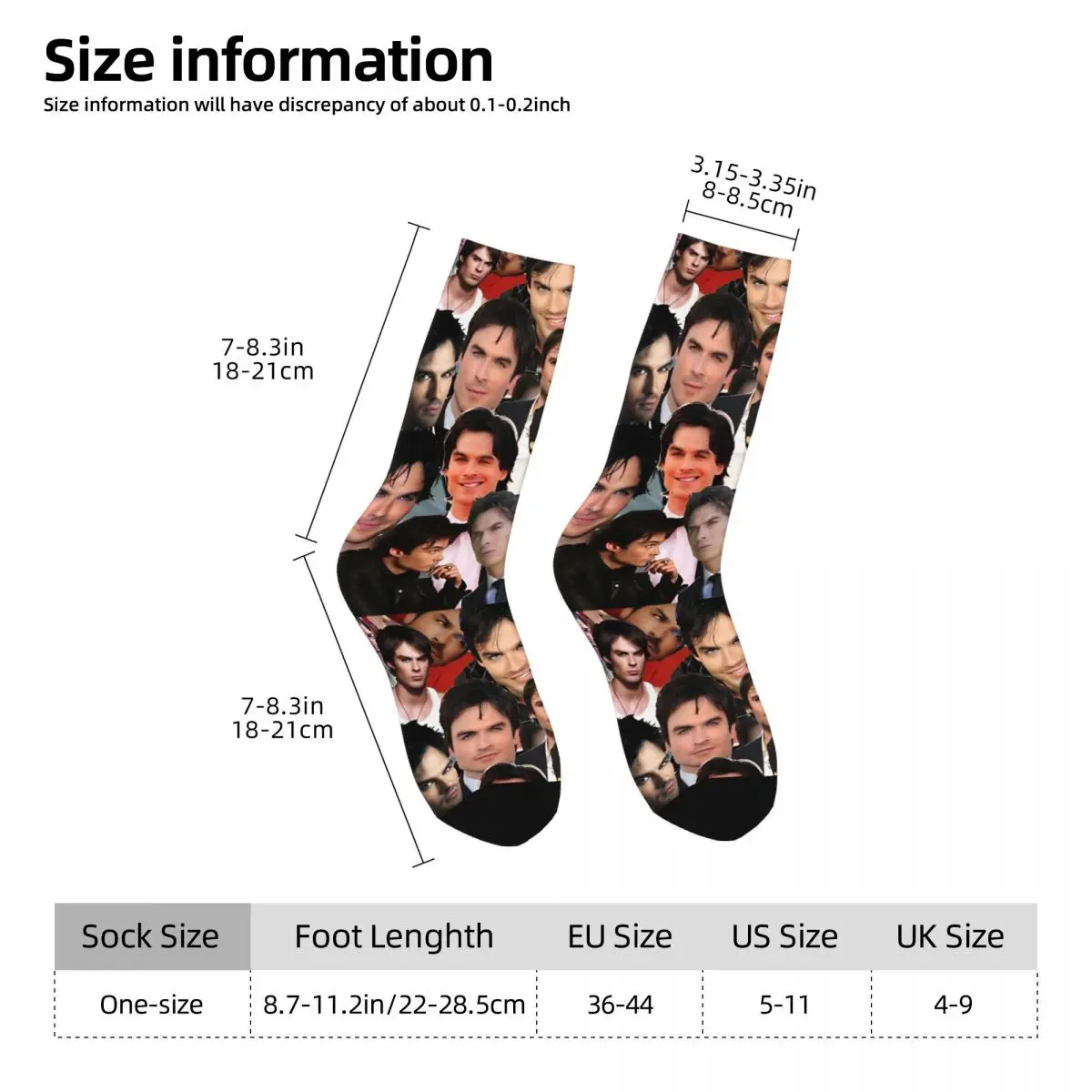 Ian Somerhalder Socks Autumn photo collage Stockings Korean Couple High Quality Socks Design Outdoor Anti Bacterial Socks