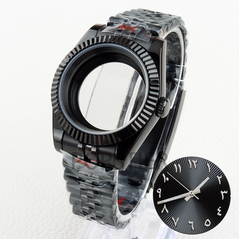 

Черный корпус NH35 36 мм и браслет Jubilee/Oyster, детали для часов из сапфирового стекла для Datejust 28,5 мм циферблат NH35 NH36 механизм