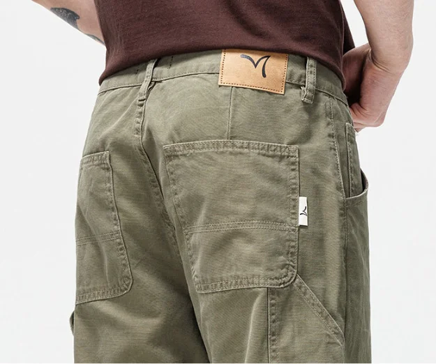 ล้างกางเกงคาร์โก้สไตล์อเมริกันกางเกงยีนส์ High Street กางเกงคาวบอยวินเทจ