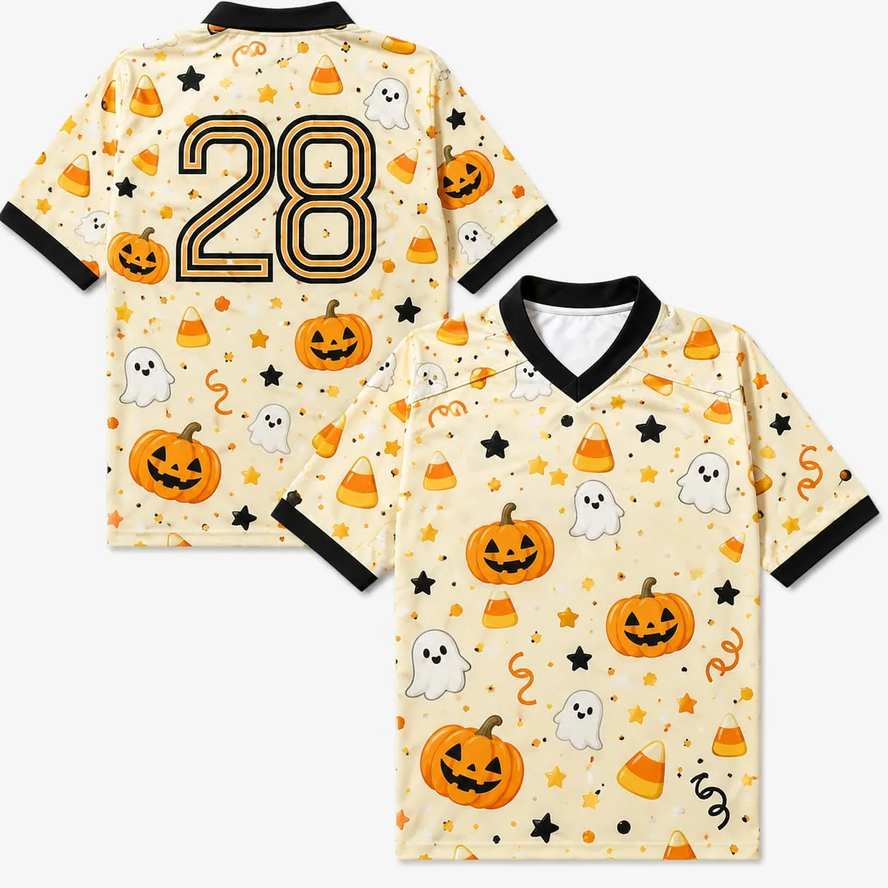 Halloween Ghost Pumpkin Jersey Men T Shirt Women Tee Boys Top Children Parent Child V Neck Quick Dry Short Sleeves Kids Tshirt