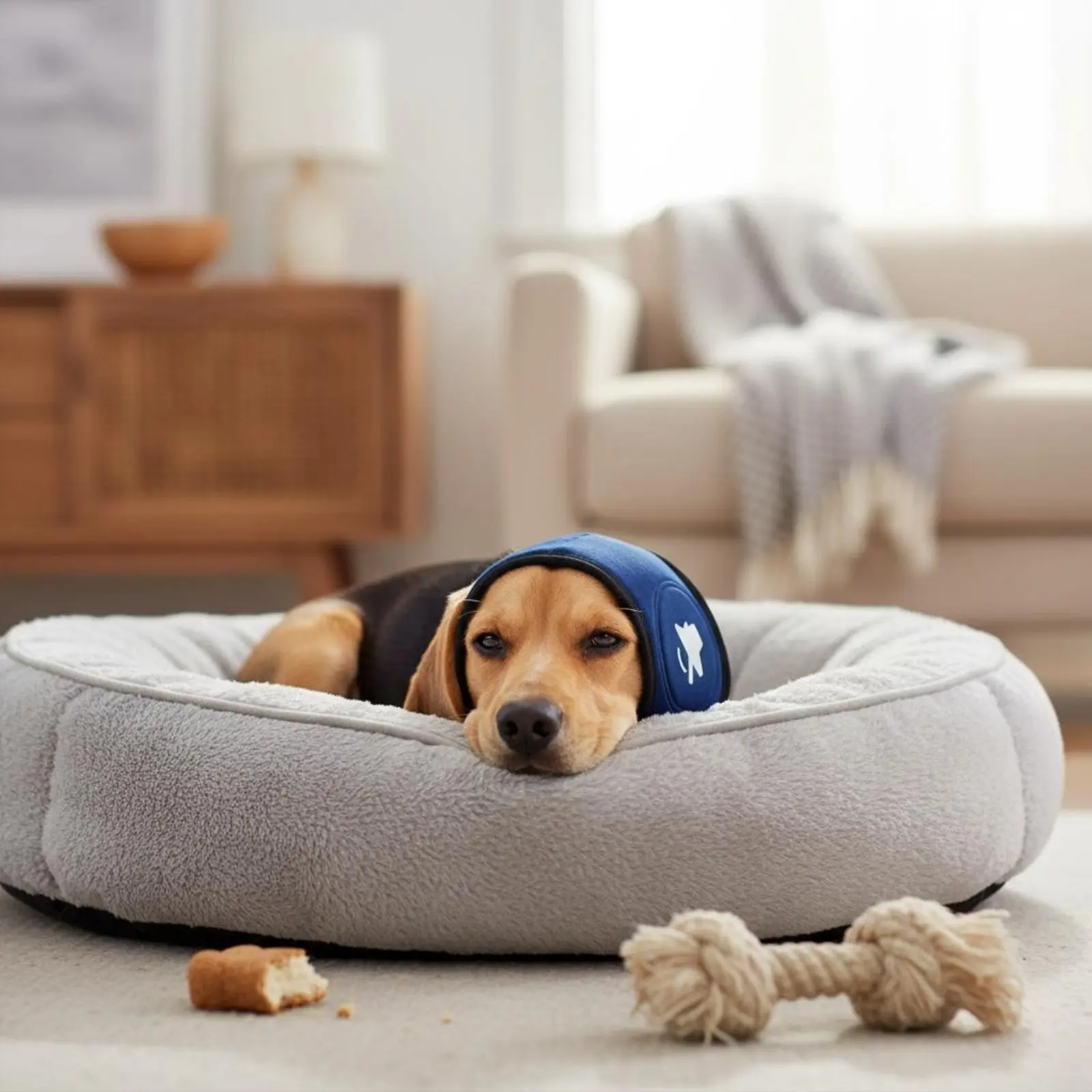 

Dog Calming Ear Cover Soft Material Noise Cancelling Dog Head Wrap Pet Care Product for Anxious Companions, Veterinarian Visits