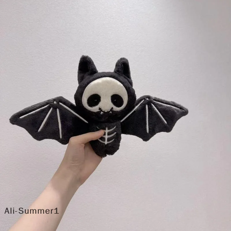 【E】Kawaii Plush Skull Bat Keychain Cartoon Stuffed Doll Toy Bag Pendant Backpack Hanging Decoration Halloween Gifts