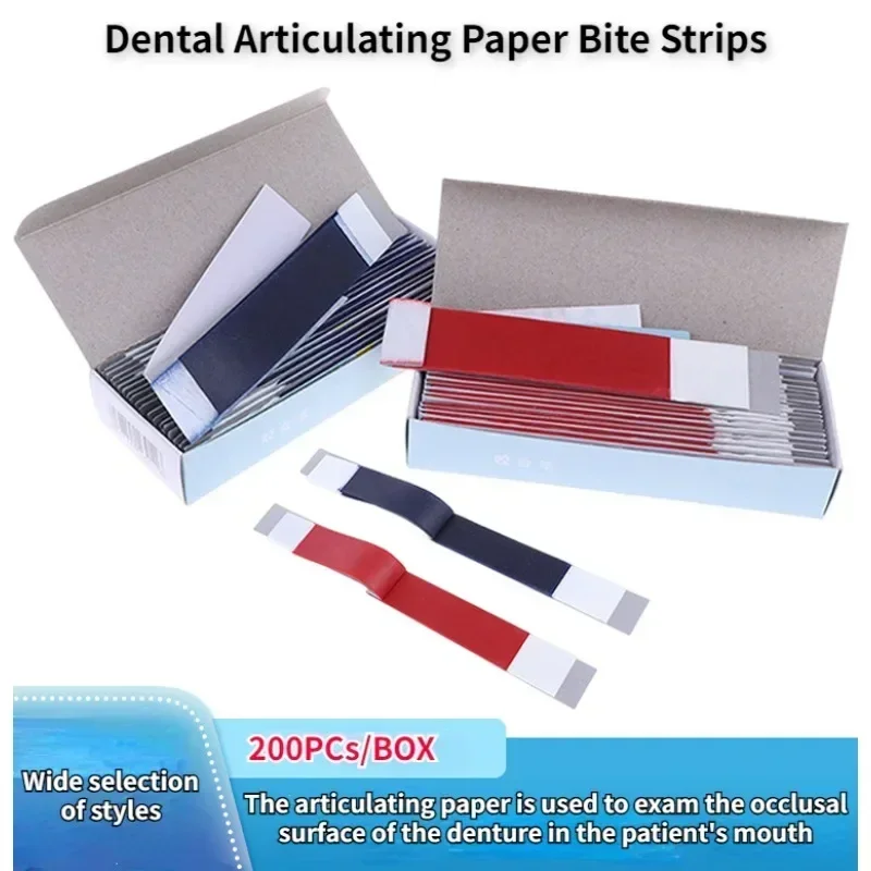 

200PCS Dental Unilateral Bifacial Occlusal Articulating Paper Double-sided Bite Strips Teeth Care Whitening Dental Materials