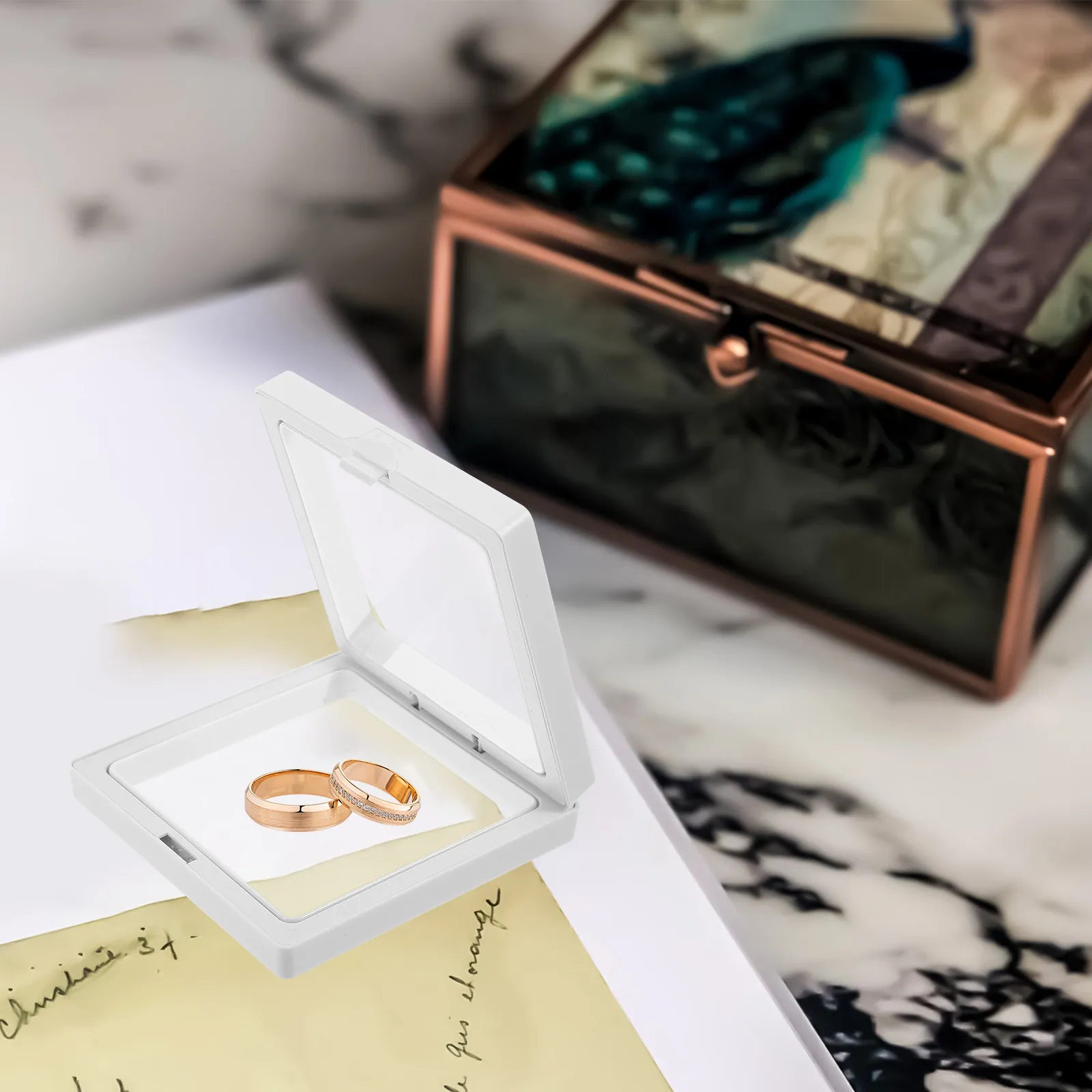 

12Pcs Jewelry Display Boxes Floating Frames Waterproof Desktop Decor Floating Coin Jewelry Display Frame Holder Case Stand