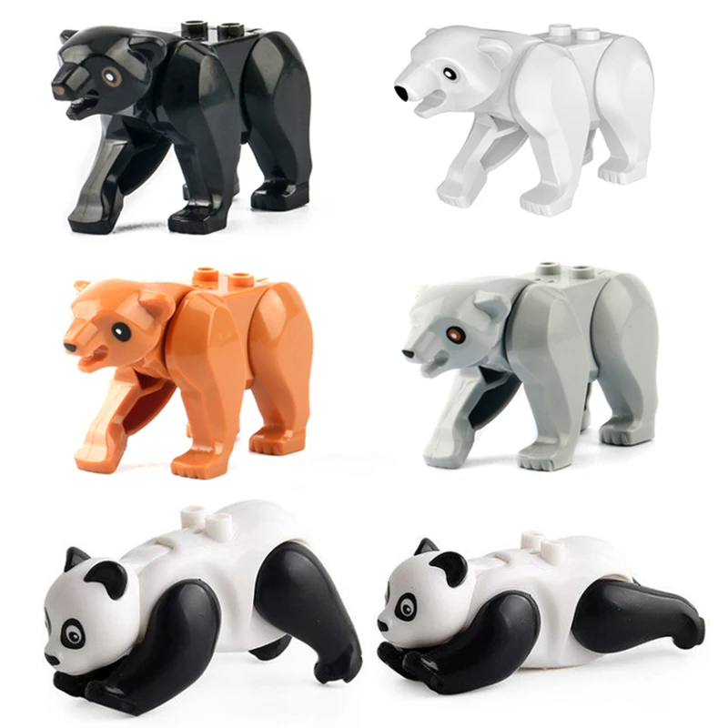 

Animal Parts MOC Jungle Beast Building Blocks City Zoo Pet Bricks Accessories Kits Panda Polar Bear Grizzly Brown Bear Toys