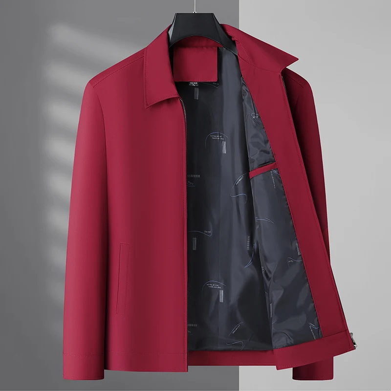 High-quality Men's Jacket 2026 Loose Casual Spring/Autumn Clothing Middle-aged Dad Coat Single-row Button Jacket
