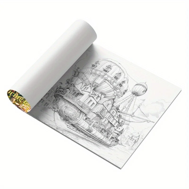 Fantasy Fairy Castle Design Coloring Book for Adults - 20Sheets, Premium Thick Paper, Mixed Color and Emotional Release