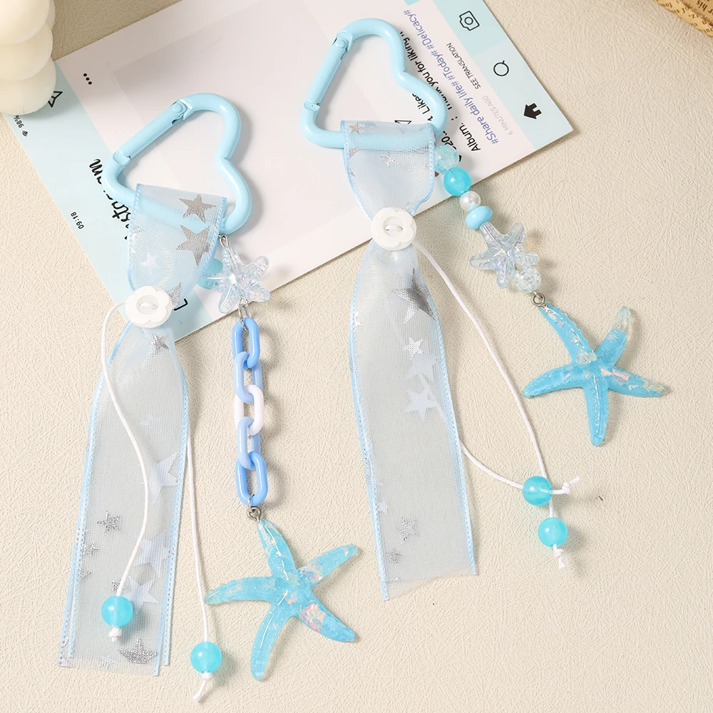 Modische handgefertigte Seestern-Schlüsselanhänger für Damen und Herren, Autoschlüsselhalter, Handtaschenanhänger, Schlüsselringe, Accessoires, DIY-Schmuckgeschenke – Detail 3
