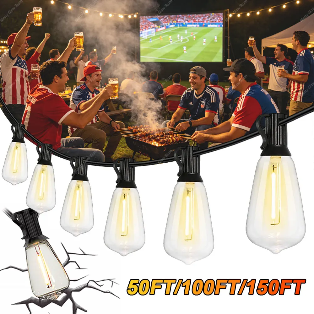 

ST38 Globe Outdoor LED String Lights Plastic Shatterproof Bulbs Waterproof Patio Lights for Garden Outside Backyard Porch