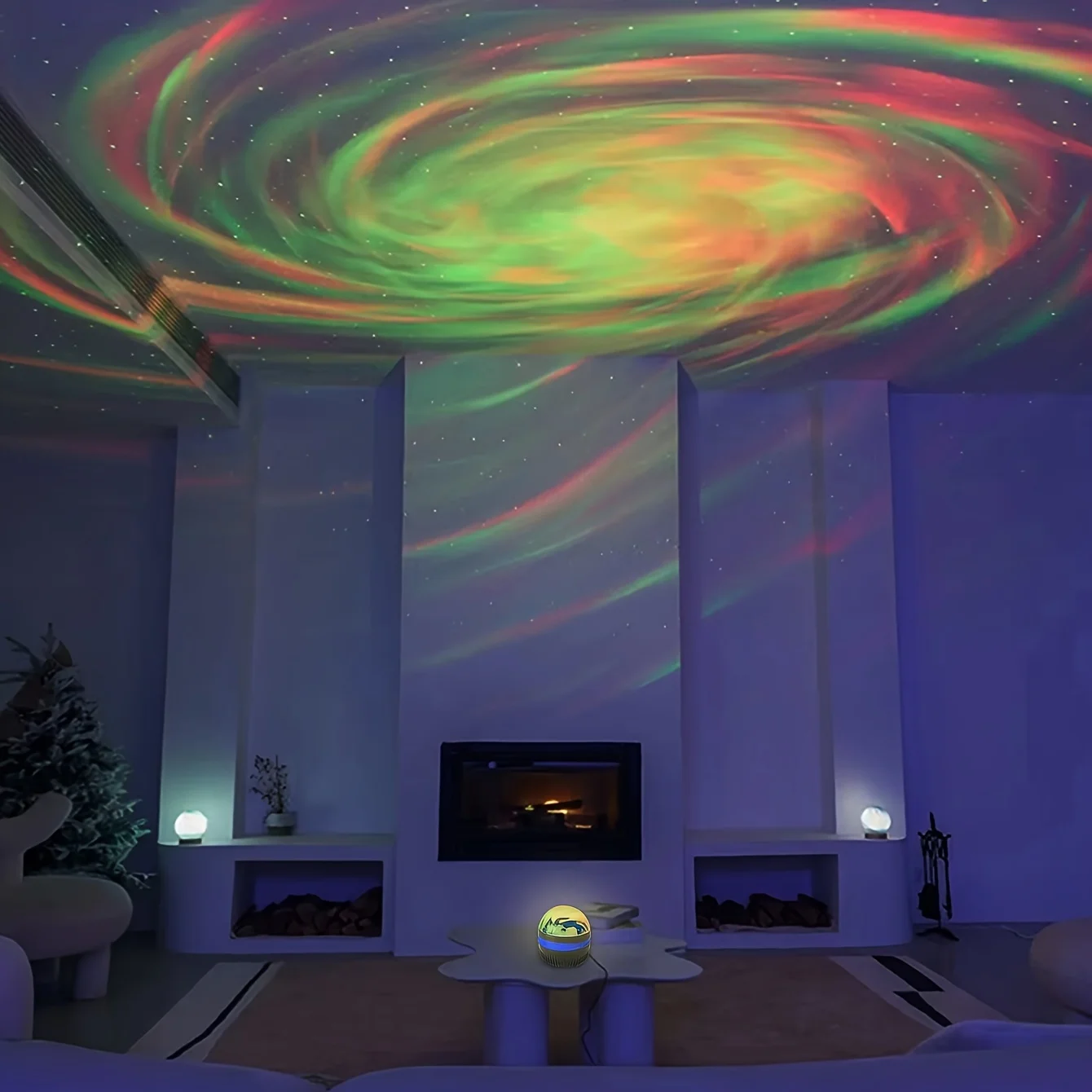 Aurora projeção luz de palco usb led projetor decorações de festa de natal controle remoto 7 cores sonhador céu festa luzes da noite