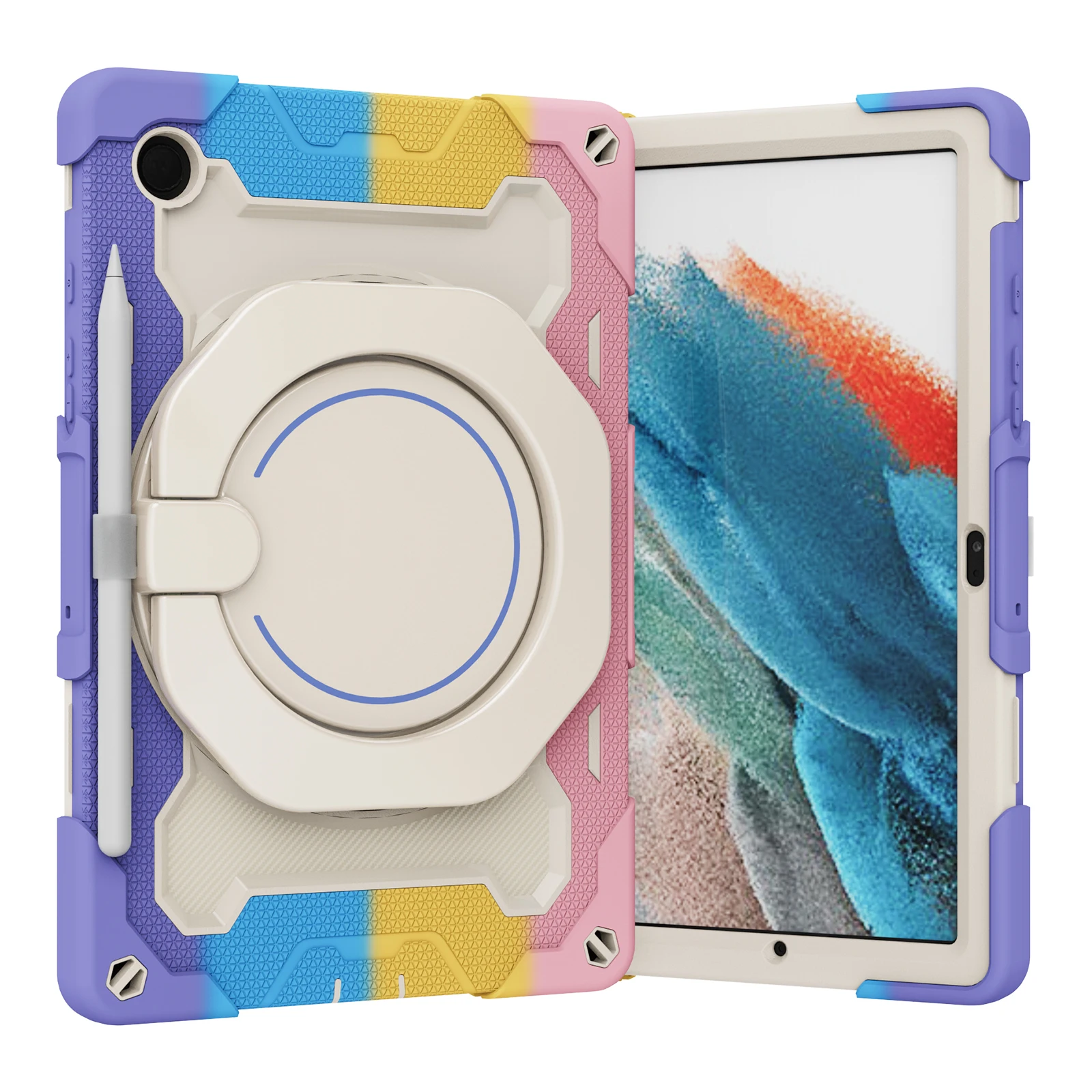Wytrzymałe etui z pierścieniem do Samsung Galaxy Tab A9 Plus A8 10.5 SM-X200 X205 S9 FE S8 S7 11 A7 10.4 SM-T500 A7 Lite 8.7 T220 Cover