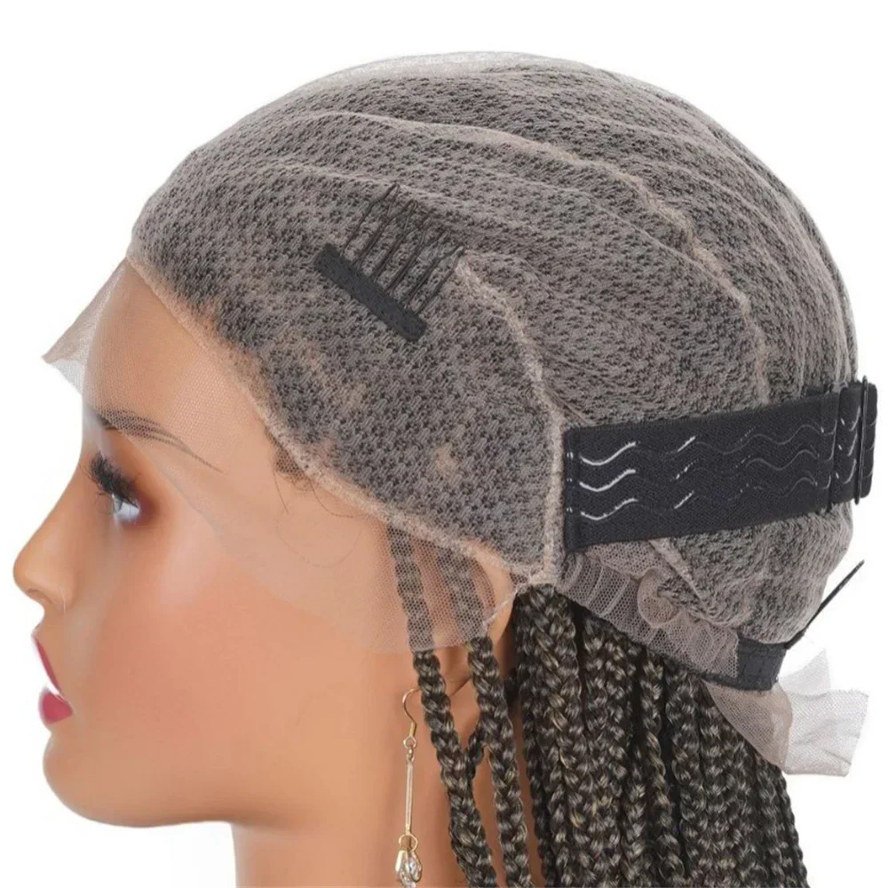 Peruca trançada de renda completa sintética jumbo tranças peruca para mulher 24 Polegada afro dreadlocks renda transparente peruca de cabelo do bebê moda