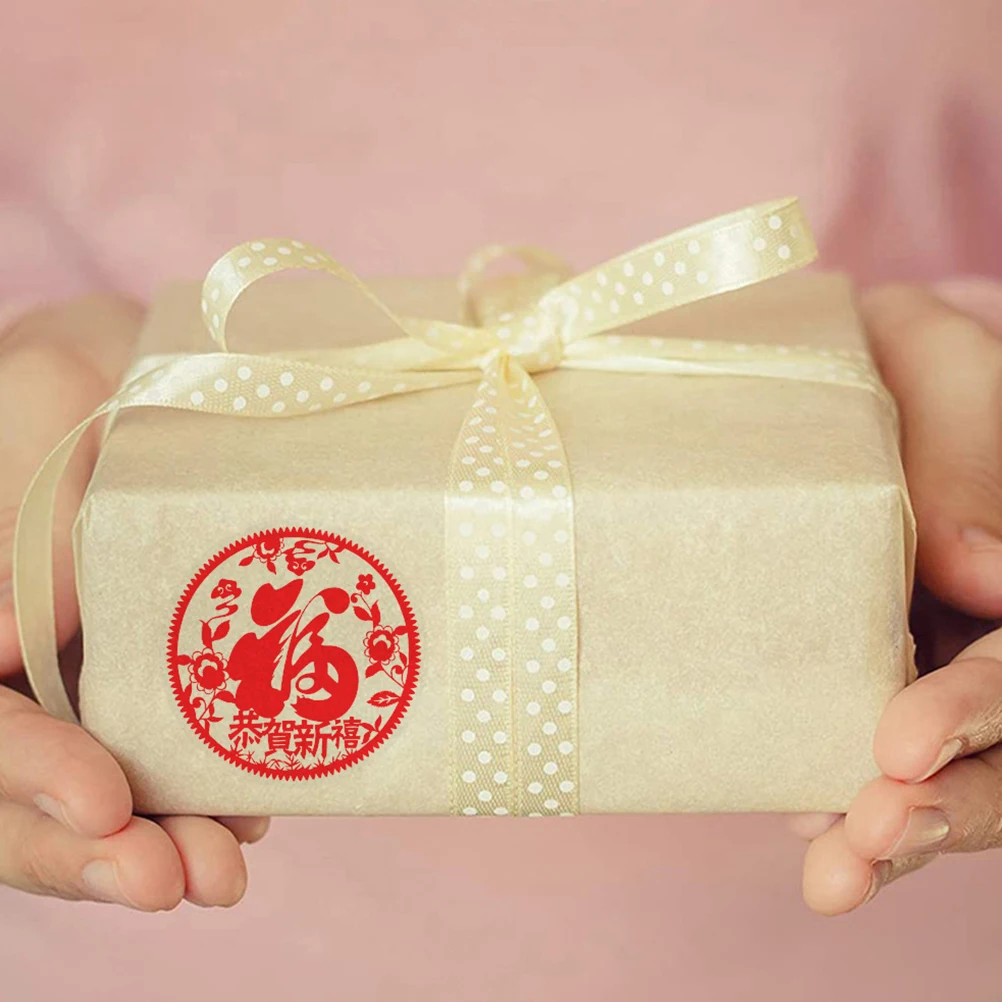 

1 Roll of New Year Stickers Adhesive Decorative Spring Festival Tape for Gift Sealing Candy Bags Gift Boxes Festive Chinese New