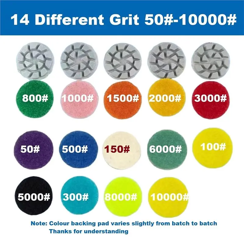 KYCOR-Mini Diamond Polishing Pad Set, 14PCS Different Grit 50 -10000 Water Sanding Discs For Detail Fine Grinding