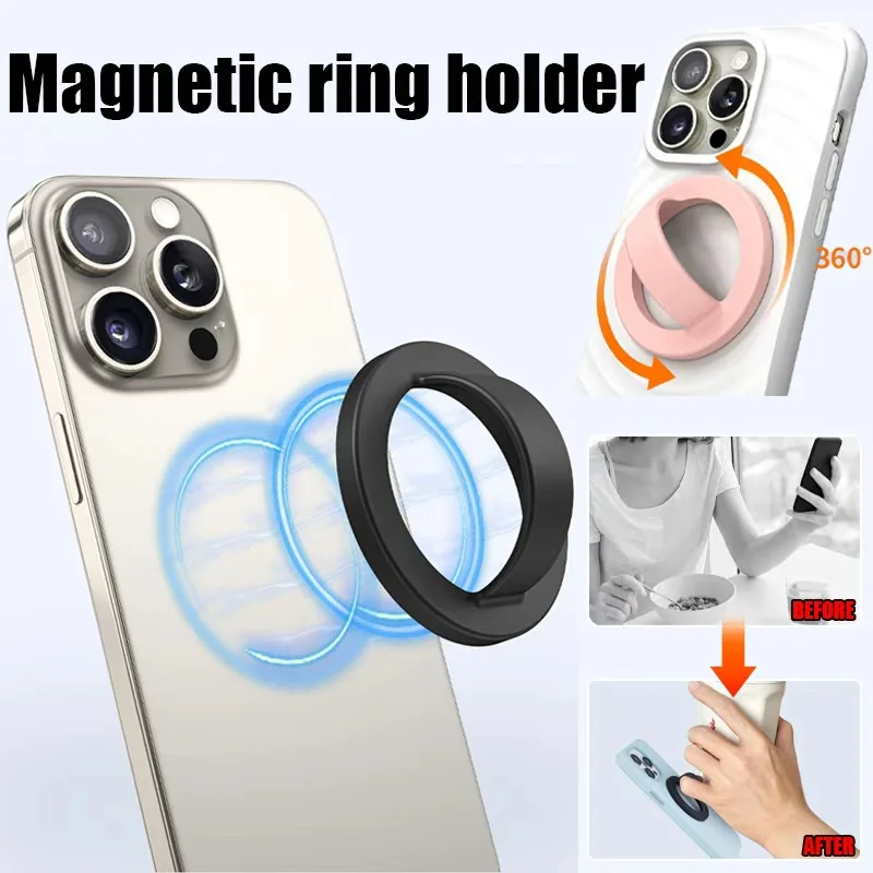Correa magnética de silicona suave para dedo, soporte de anillo para teléfono, soporte Universal para fundas de iPhone y Android, soporte de agarre de bucle seguro