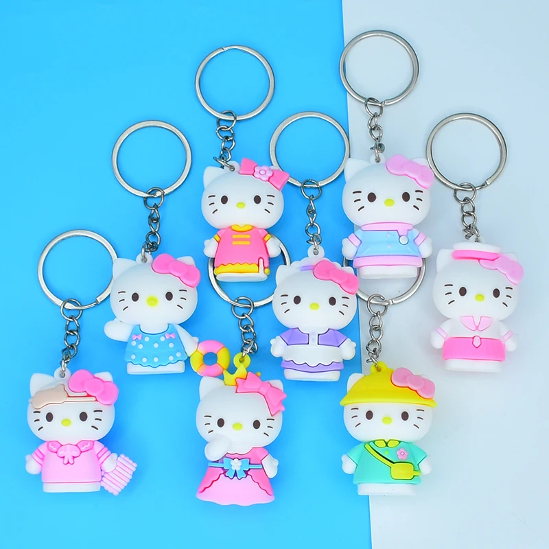 Cute Hello Kitty Key Pendant New Cartoon KT CatDoll Keychain Cartoon Dolls Action Figure Bag Decorations Pendant Car Keyring