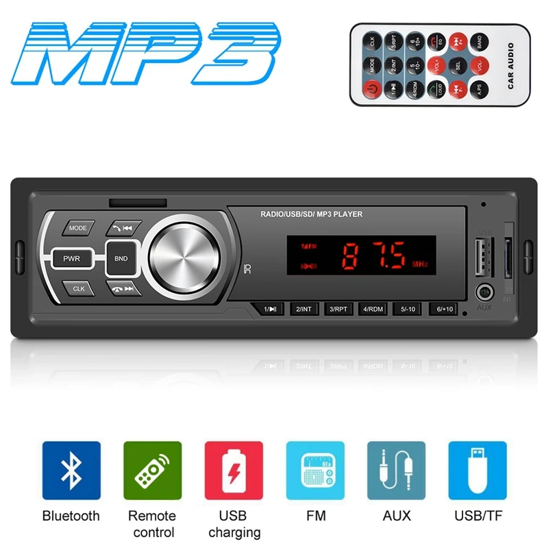 12V In-Dash 1 Din Auto Mp3 Multimedia Speler Bluetooth Autoradio Autoradio Radio Fm Aux Sd Usb Autoradio Ontvanger