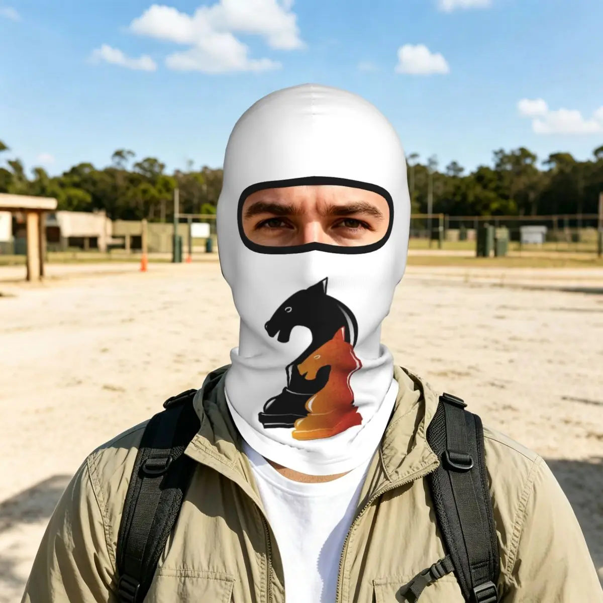 Chess Horse Breathable Thin Balaclava Full Face Mask Sun Protection Neck Gaiter For Motorcycle Cycling Fishing Outdoor