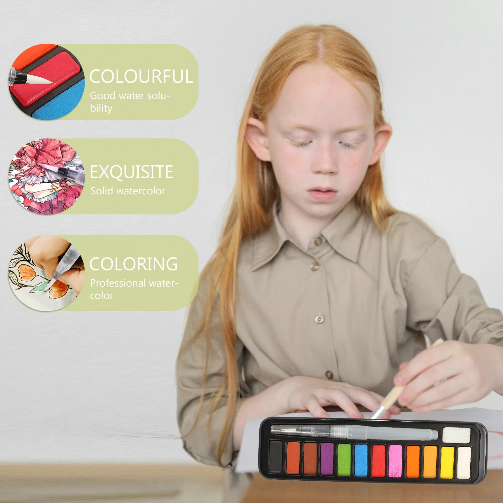 

1 Box Solid Watercolor Paint Set Diy Painting Kit With Mixing Card Art Supplies Portable Travel Set For Beginners Students