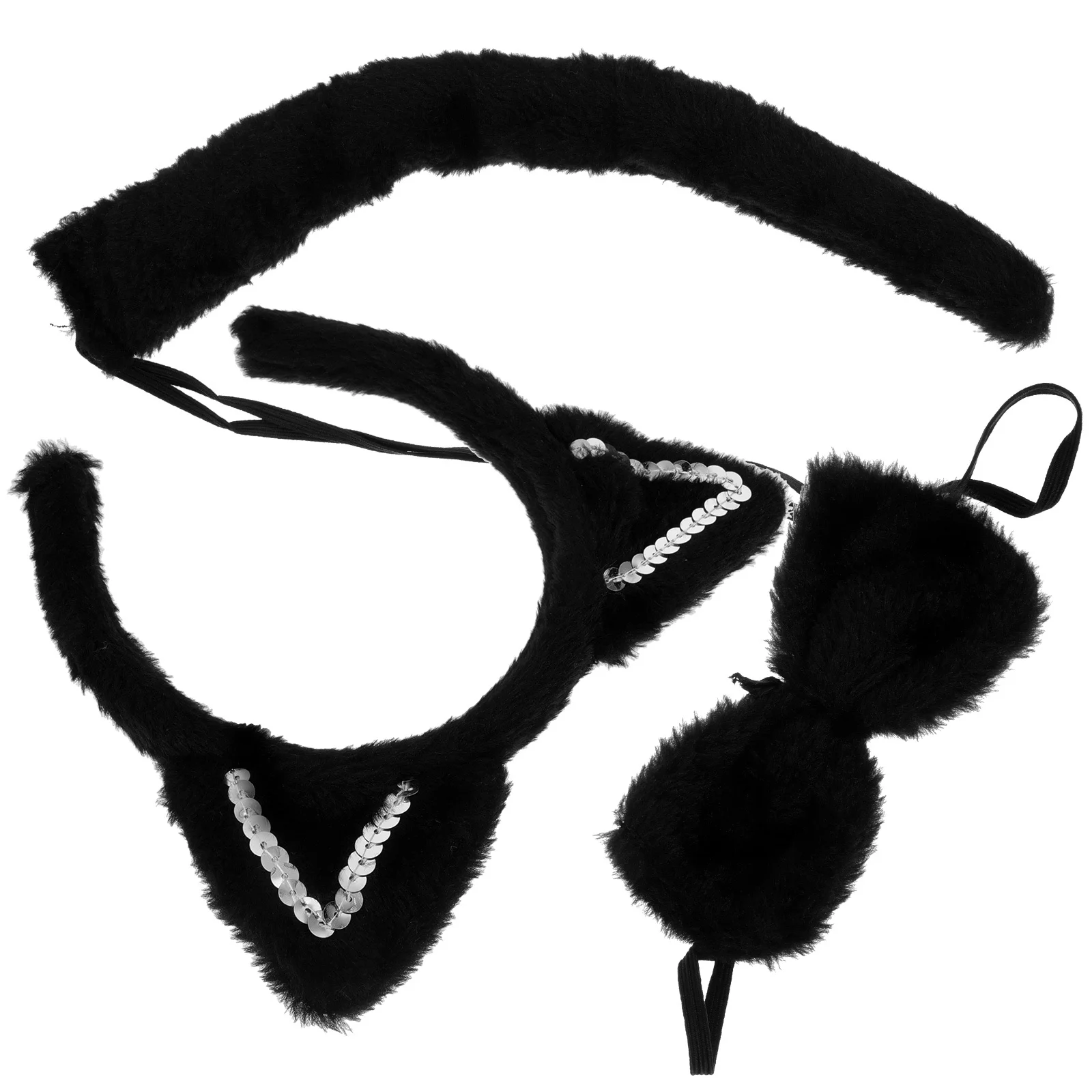 1세트 고양이 귀 머리띠 꼬리 리본 코스프레 소품 파티 의상 액세서리 할로윈 축제용 고양이 귀와 꼬리