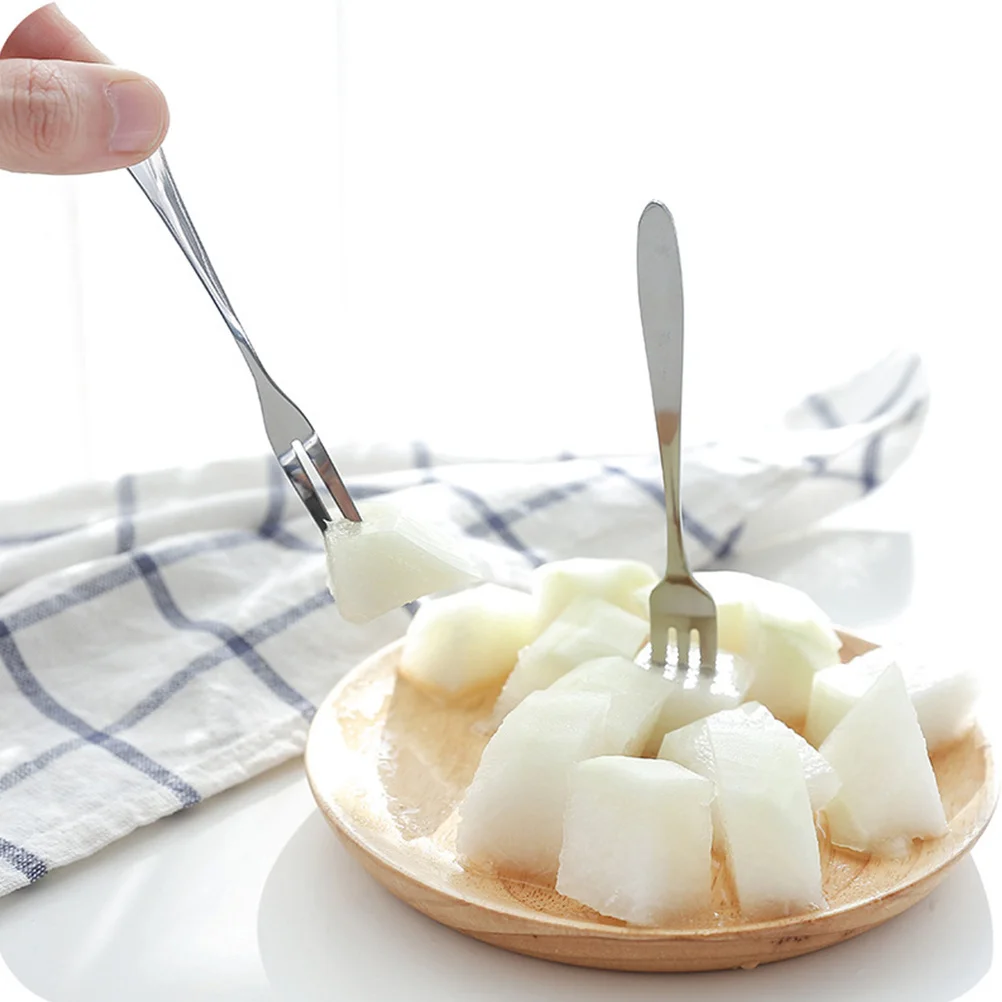 

12Pcs Stainless Steel Fruit Forks Three-Tine Healthy Safe Easy Clean for Outdoor Travel Picnic Cake Dessert Beefsteak