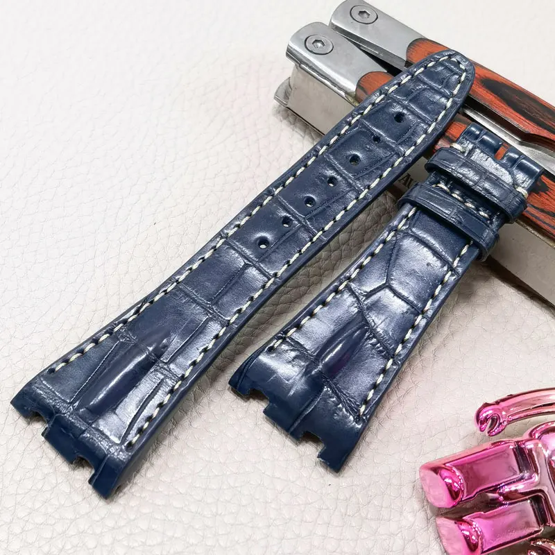 FUYIJIA Top Custom A-udemarsP-iguet Watch Band 23MM 26MM 28MM 30MM Calibrator Crocodile Skin Strap Genuine Alligator Watchbands