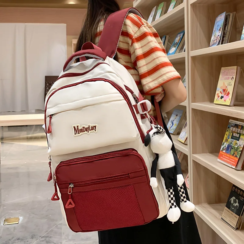 2023 New Multiple Pockets Waterproof Nylon Women Backpack Female High Quality Travel Bookbag For Teenage Girl Boys School Bag