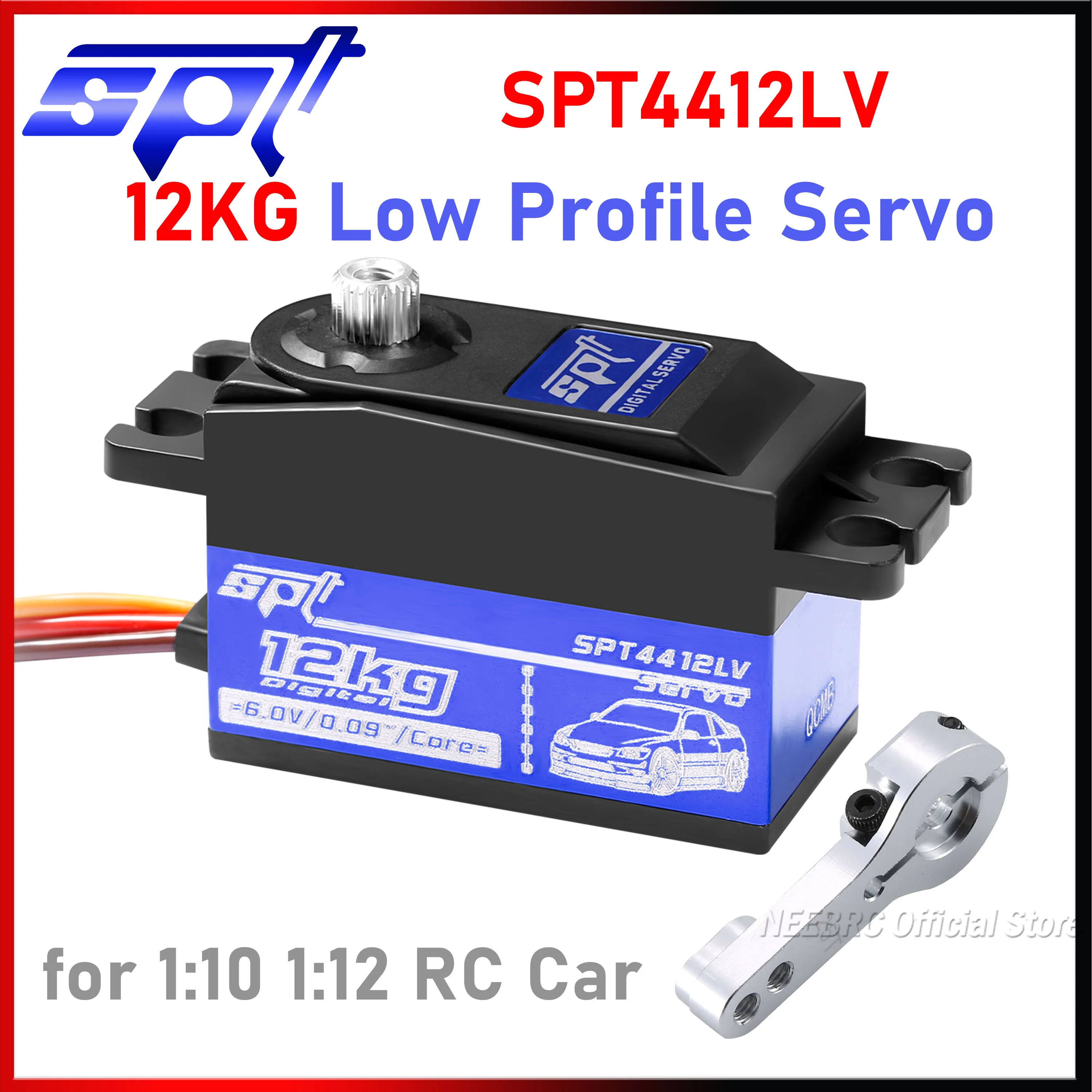 

SPT 4412LV 12KG Servo Metal Gear Short Body Low Profile Digital w/ 25T for 1:10 1:12 RC Car SCX10 TRX4 Drift Robot Crawler 3D