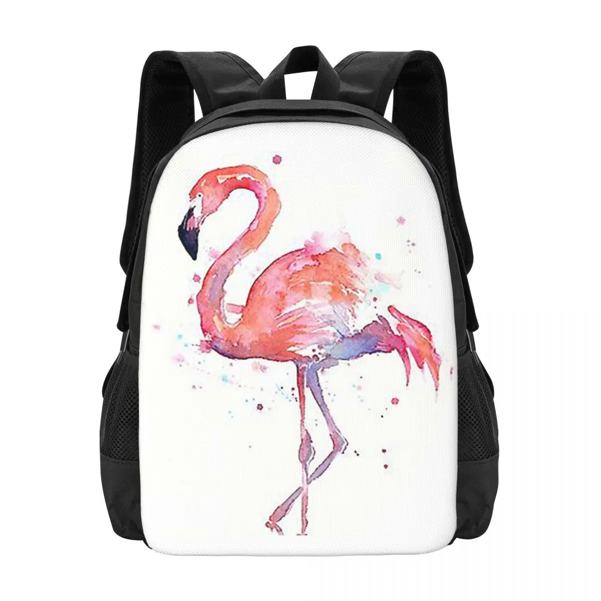 

Pink Flamingo Watercolor Illustration Backpack Hot Sale Daypack Large Capacity BookBag School Bag Shoulder Bags for Men Women