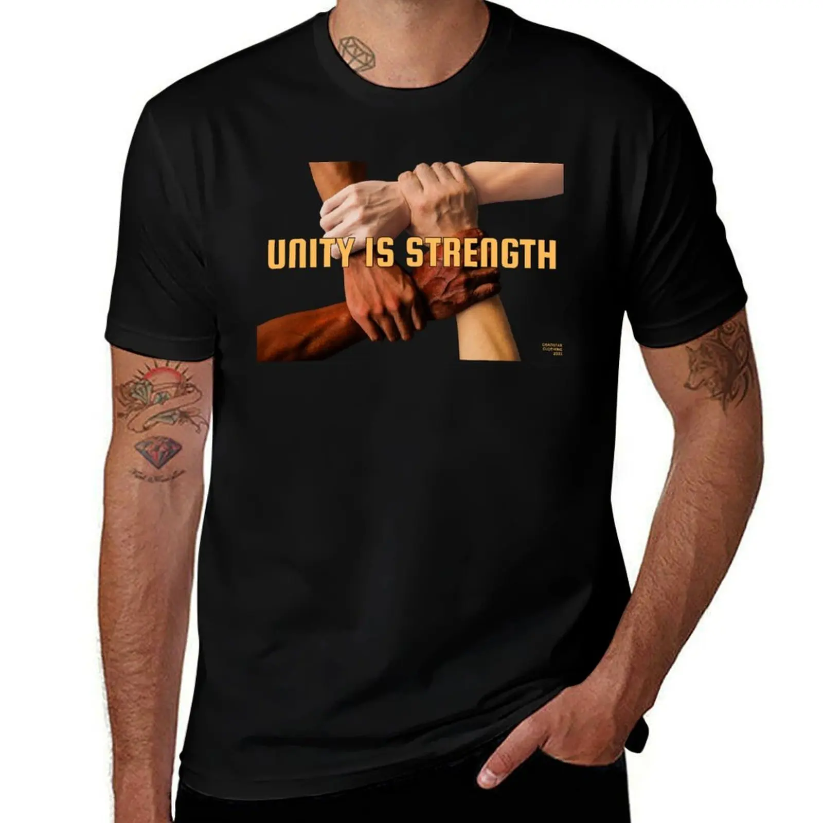 T-shirt "L'unité est la force" pour le travail quotidien, à manches courtes