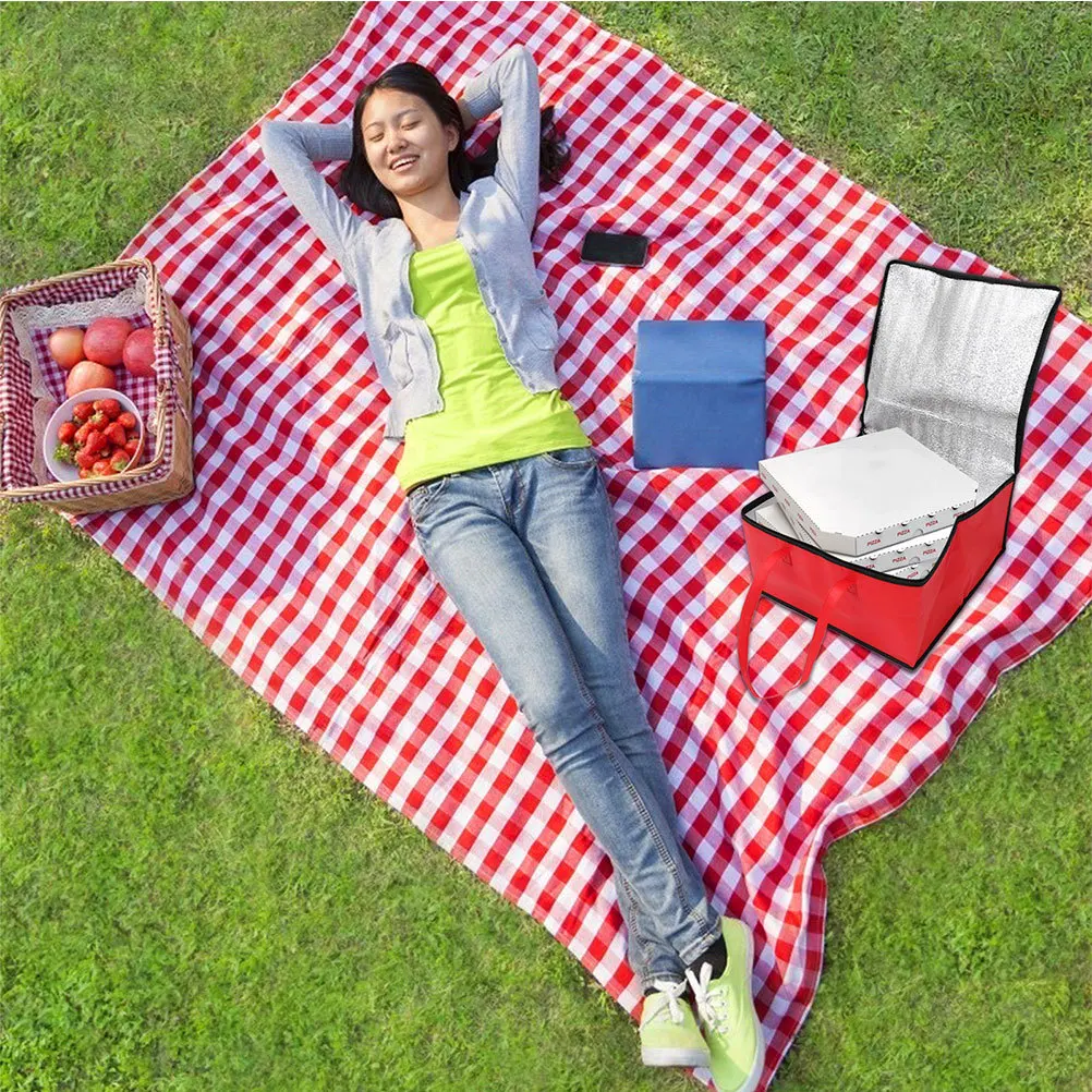 

1pc Tote Portable Insulation Food Storage Insulated Bag For Home Picnic Take-Out Heat Preservation Picnic Bag Red