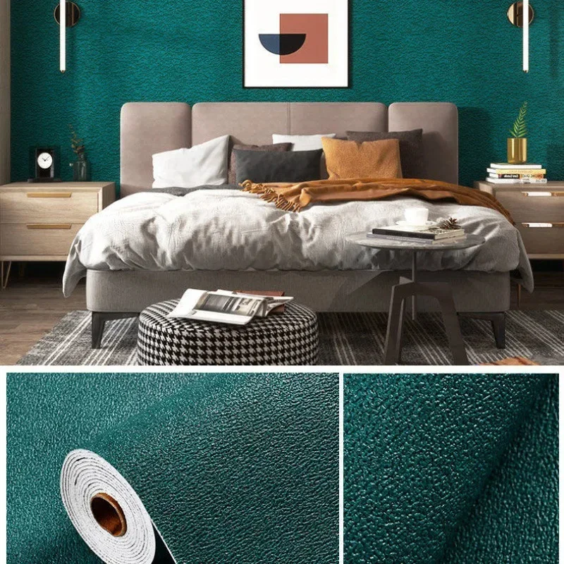 50cmX2.8/10m Linen 3D Foam Wallpaper Self-adhesive PVC Solid Color Thickened Waterproof Background Wall Renovation Wall Stickers