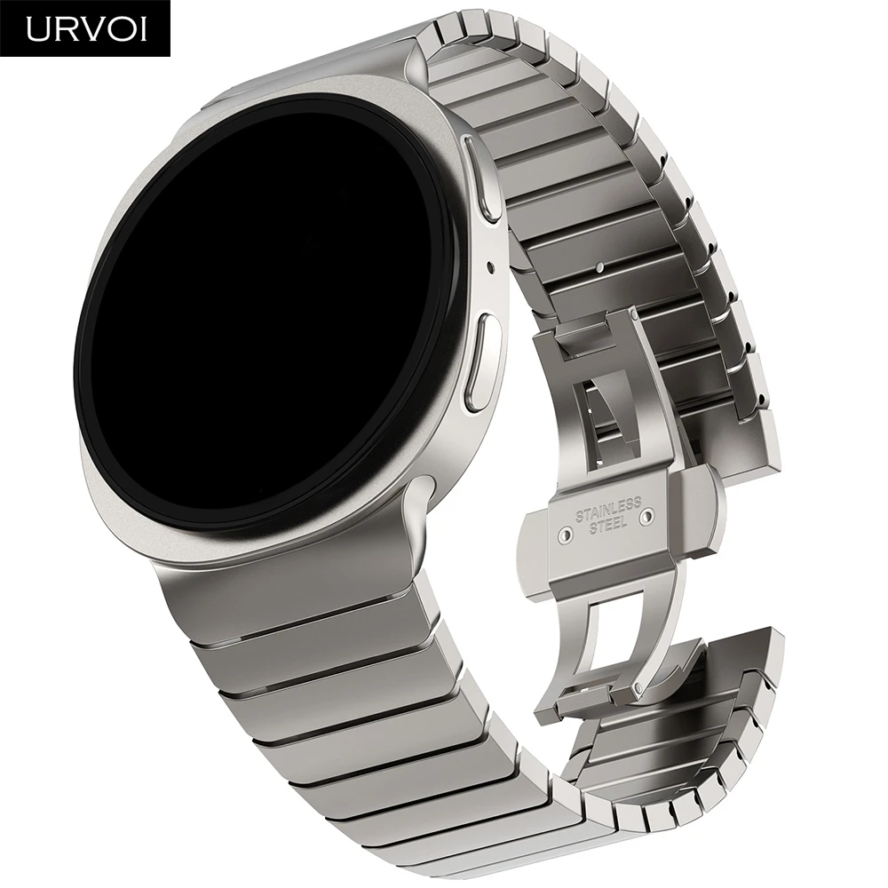 URVOI Strap for Samsung Galaxy Watch 9 8 40/44mm 8 Classic 46mm Stainless Steel Link Bracelet with Butterfly Closure Wristband
