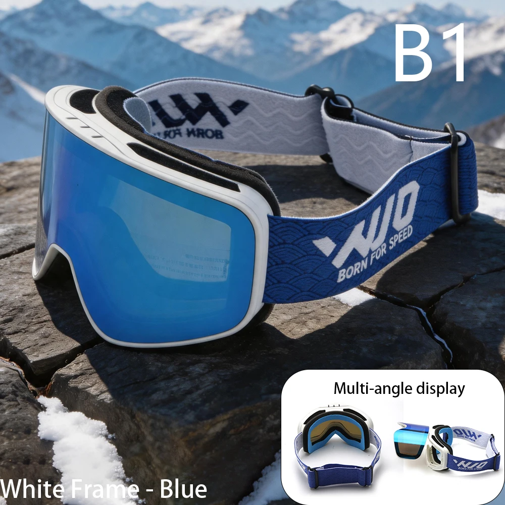High Quality Flip Up Double Anti Fog Ski Goggles Wind Snow Proof Fit Over Glasses Helmet Compatible Winter Skiing Riding Hiking