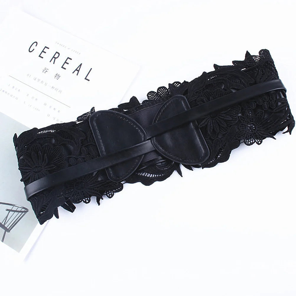 

1 pc Multipurpose Lace Black Adjustable Wide Waist Belt For Women Lightweight Hollow-Out Stylish Dress Accessory Party Use