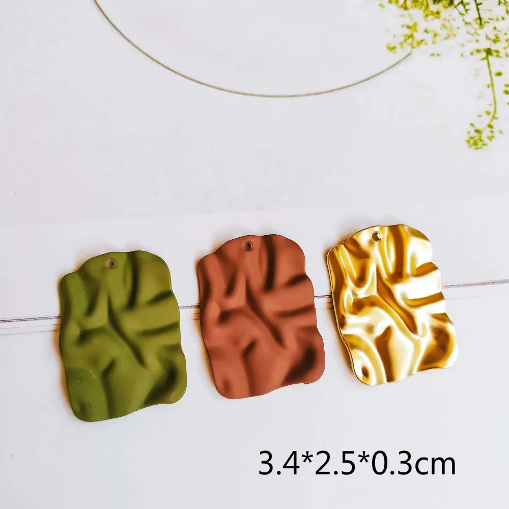 White K Gold Eardrop Accessories Wave Metal Pendant Earring Necklace Charms Diy Making Material Jewelry Finding 6pcs