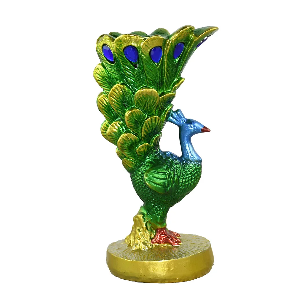 

1Pcs Simulation Peacock-Shaped Candlestick Creative Resin Craft Green Home Decor Exquisite Fine Workmanship Smooth Polished