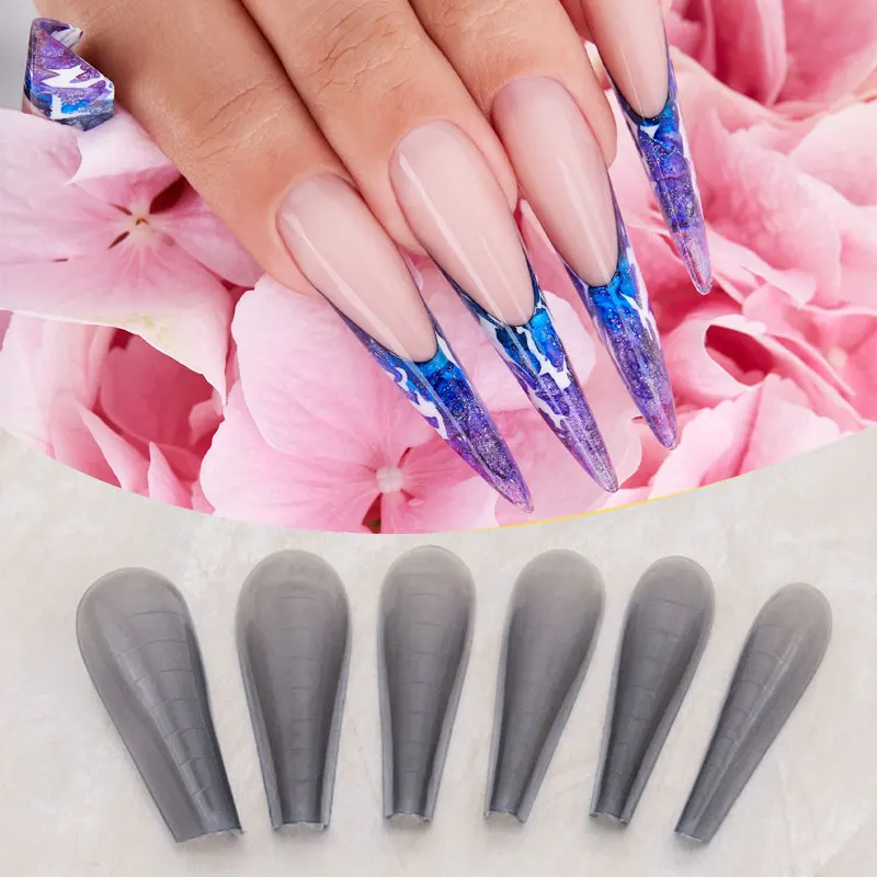 288/144 Stück bunte Dual-Form-Nagelformen, wiederverwendbar, mehrere Nagelformen für Gel-Erweiterungen, Acryl, falsche Nagelspitzen, DIY-Werkzeugset