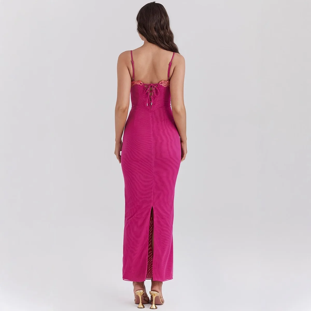 ドレス レディースドレス 肩なし サテン パール パネル プリーツ マキシドレス 宴会用 アーティスティック 上品 おしゃれ 高級感 ステートメントフィット