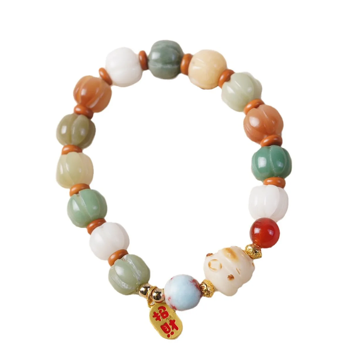 Natural Hainan White Jade Bodhi Seed Multi Gem DIY Long Weathered Jade Handheld Necklace Unisex Prayer Bead Pendant
