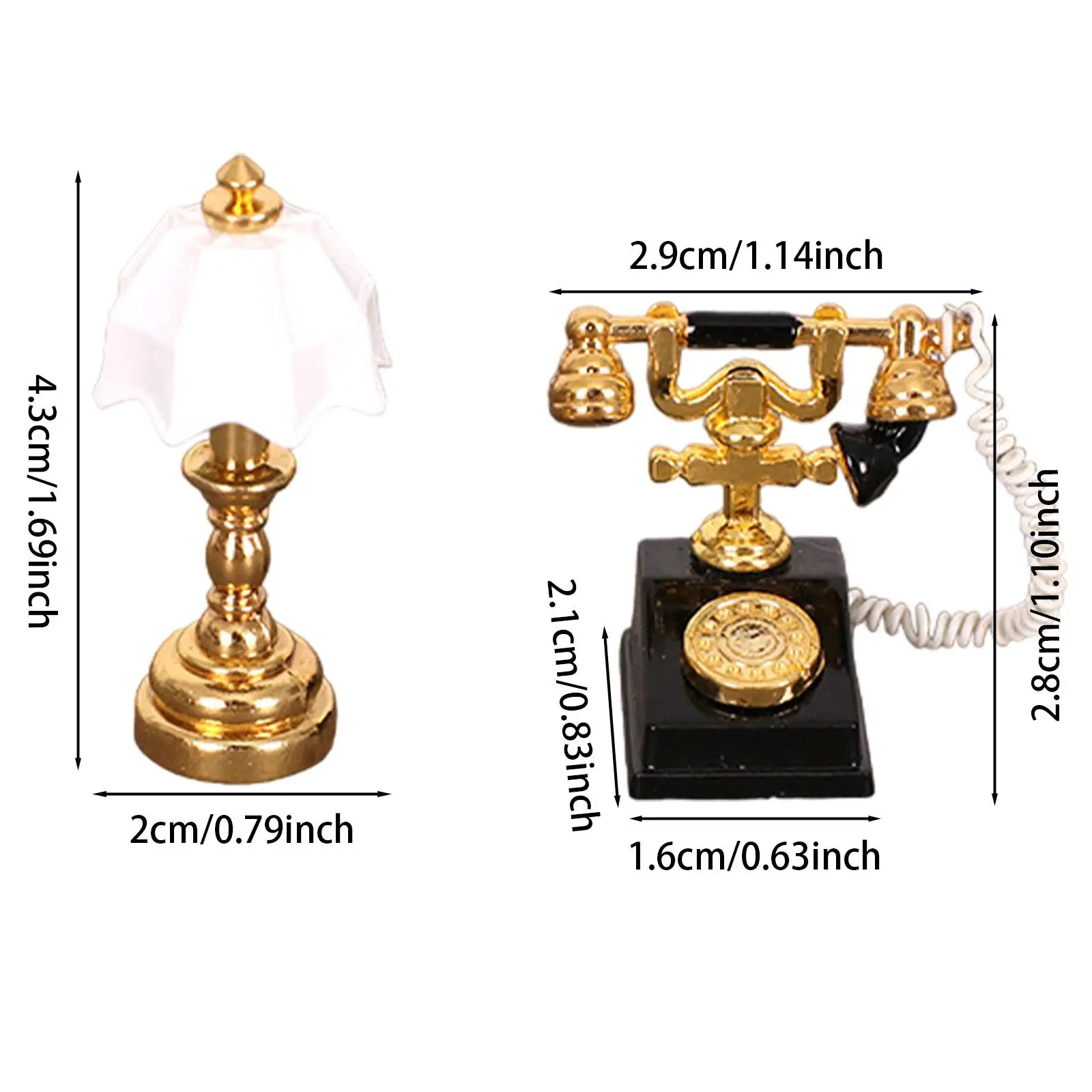 Lampe Miniature pour maison de poupée et ensemble de téléphone rotatif 1/12 pour décoration de Micro paysage