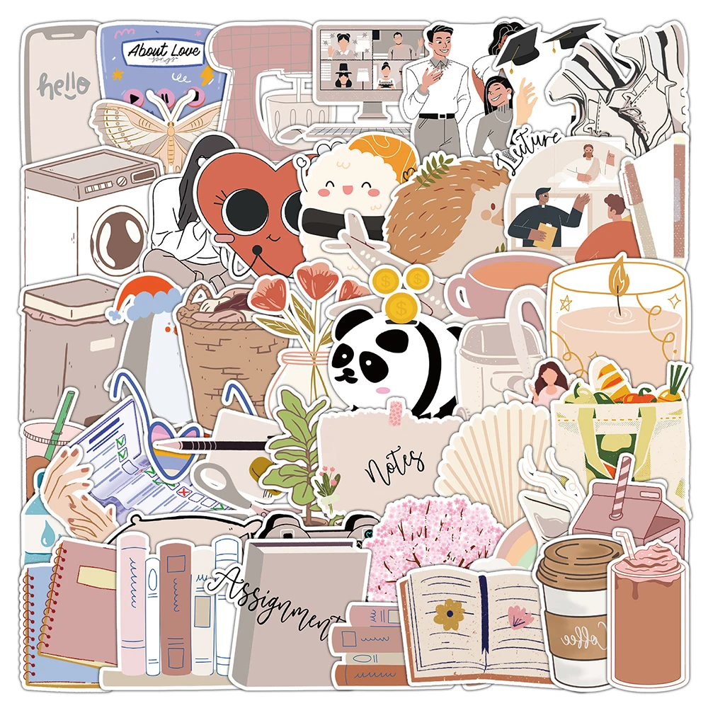 10/30/50pcs Kawaii Student Plan Cartoon Stickers Decorative Scrapbooking Stationery Diary Laptop Cute Waterproof Sticker for Kid