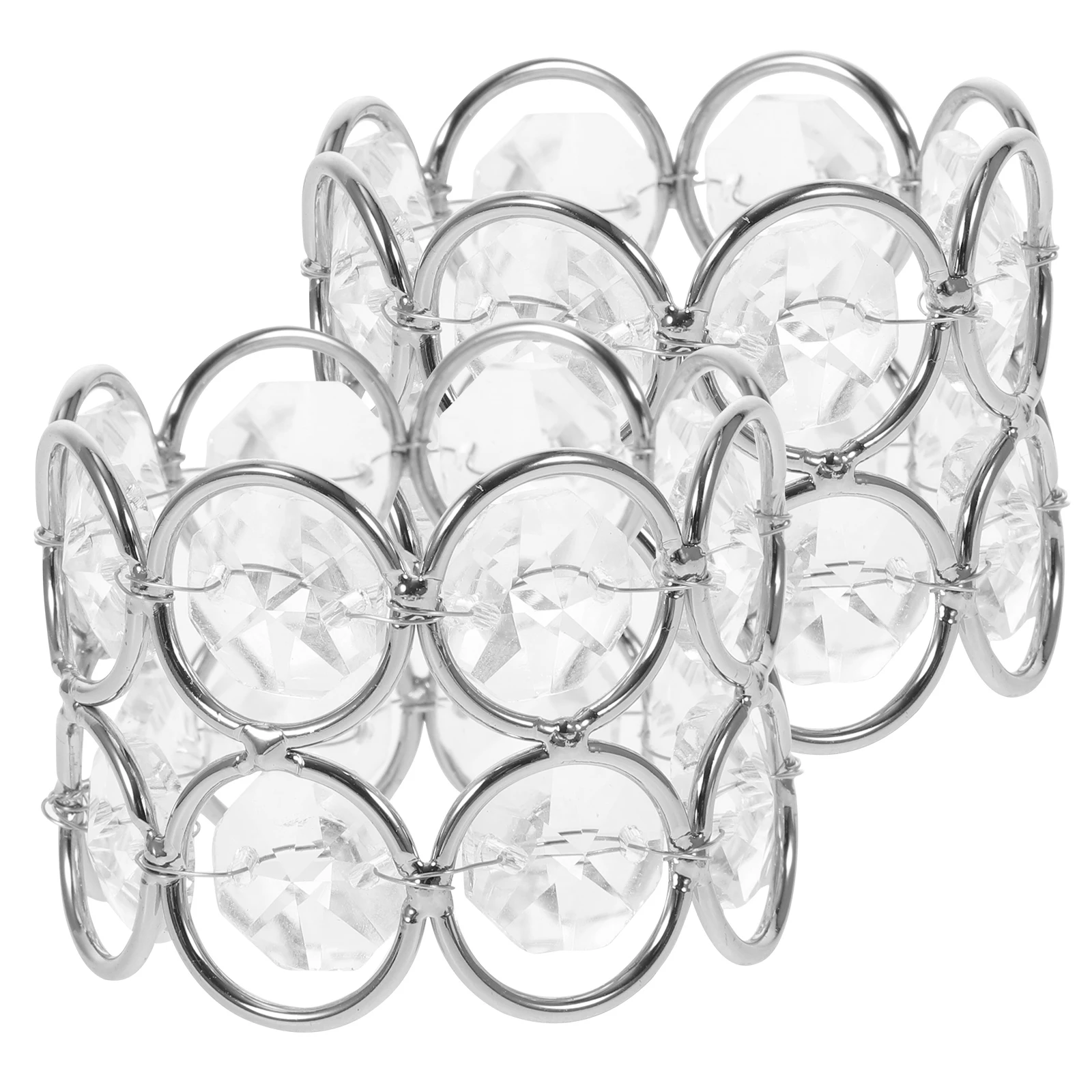 

2pcs Crystal Beads Napkin Buckle Banquet Decorative Serviette Ring Wedding Party Dinner Holiday Centerpiece Reusable Metal