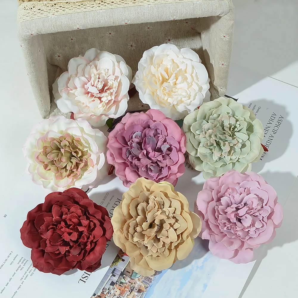 30pcs 9cm Peony Artificial Camellia Flower Head Home Decoration Wedding Supplies DIY Party Outdoor Garden Decoration Flower Wall