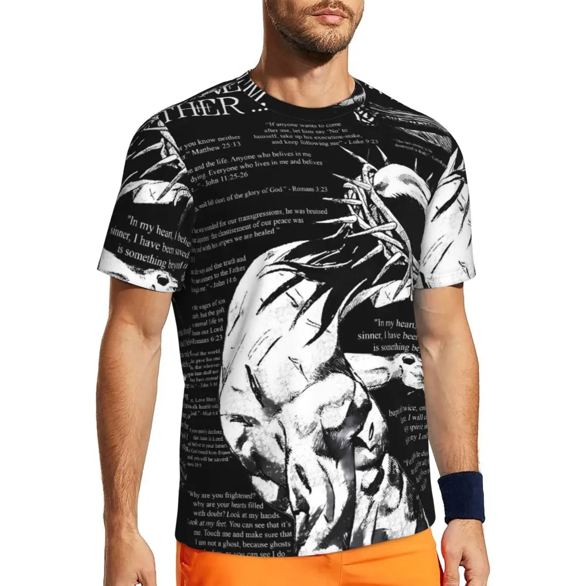 معونة لهم الأب يسوع المسيح المسيحيين تشغيل تي شيرت الجدة تي شيرت الرجال Vintage التي شيرت الصيف قصيرة الأكمام مخصص تيز #1